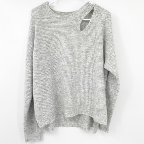 EVEREVE ALISON JOY I Sweater Ceci Cutout Shoulder Pullover Gray Large - Picture 2 of 12